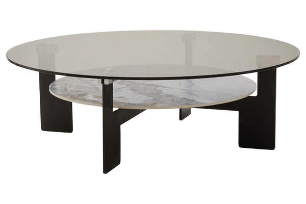 Imperia Round Grey Glass And Ceramic Large Coffee Table - XShowhome Limited - Xshowhome