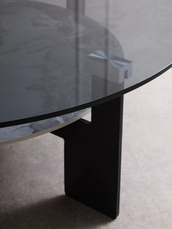 Imperia Round Grey Glass And Ceramic Large Coffee Table - XShowhome Limited - Xshowhome