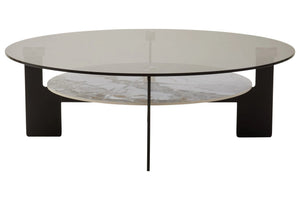 Imperia Round Grey Glass And Ceramic Large Coffee Table - XShowhome Limited - Xshowhome