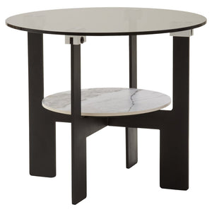 Imperia Round Grey Glass And Ceramic Small Coffee Table - Canwell Interiors Limited - Xshowhome