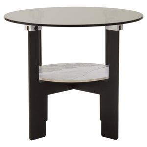 Imperia Round Grey Glass And Ceramic Small Coffee Table - Canwell Interiors Limited - Xshowhome