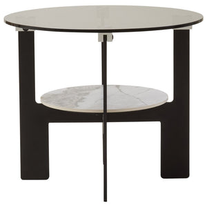 Imperia Round Grey Glass And Ceramic Small Coffee Table - Canwell Interiors Limited - Xshowhome