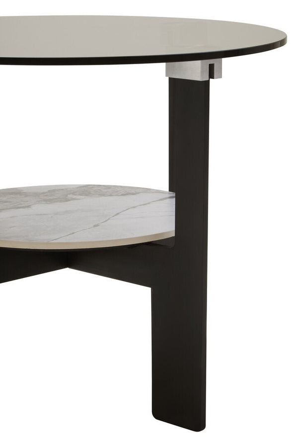 Imperia Round Grey Glass And Ceramic Small Coffee Table - Canwell Interiors Limited - Xshowhome