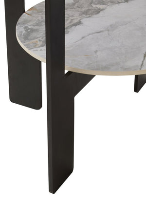Imperia Round Grey Glass And Ceramic Small Coffee Table - Canwell Interiors Limited - Xshowhome