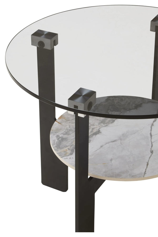 Imperia Round Grey Glass And Ceramic Small Coffee Table - XShowhome Limited - Xshowhome