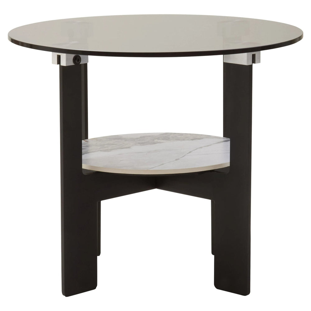 Imperia Round Grey Glass And Ceramic Small Coffee Table - XShowhome Limited - Xshowhome
