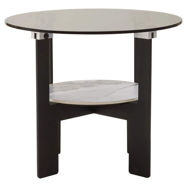 Imperia Round Grey Glass And Ceramic Small Coffee Table - XShowhome Limited - Xshowhome