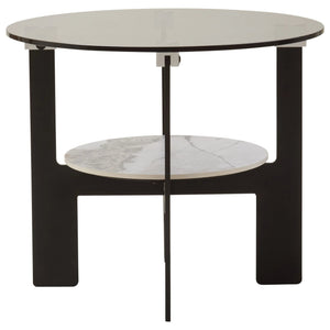 Imperia Round Grey Glass And Ceramic Small Coffee Table - XShowhome Limited - Xshowhome