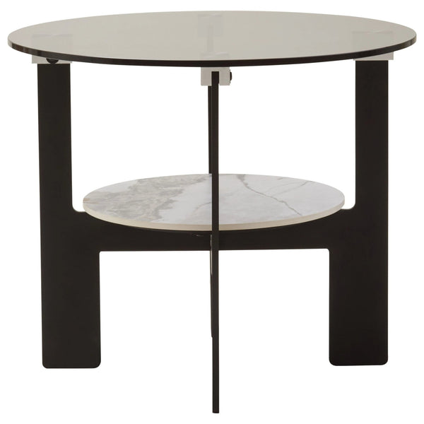 Imperia Round Grey Glass And Ceramic Small Coffee Table - XShowhome Limited - Xshowhome