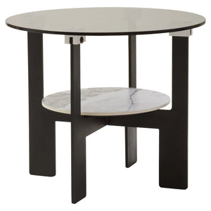 Imperia Round Grey Glass And Ceramic Small Coffee Table - XShowhome Limited - Xshowhome
