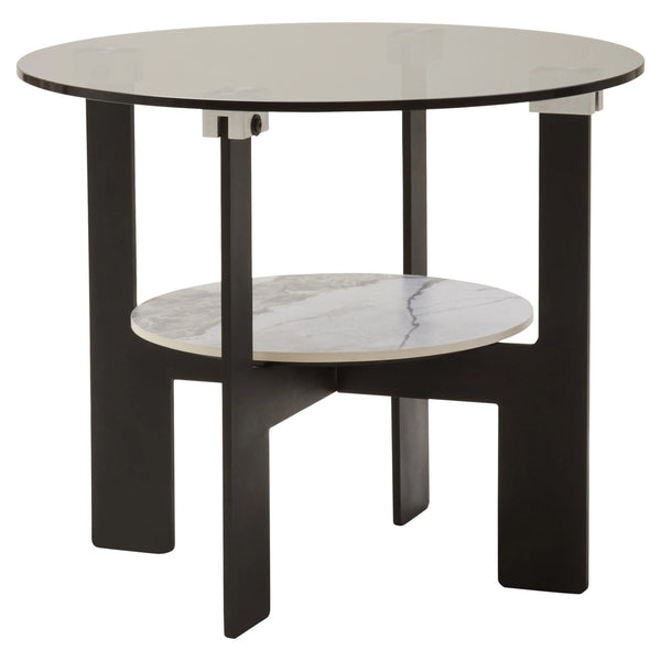 Imperia Round Grey Glass And Ceramic Small Coffee Table - XShowhome Limited - Xshowhome