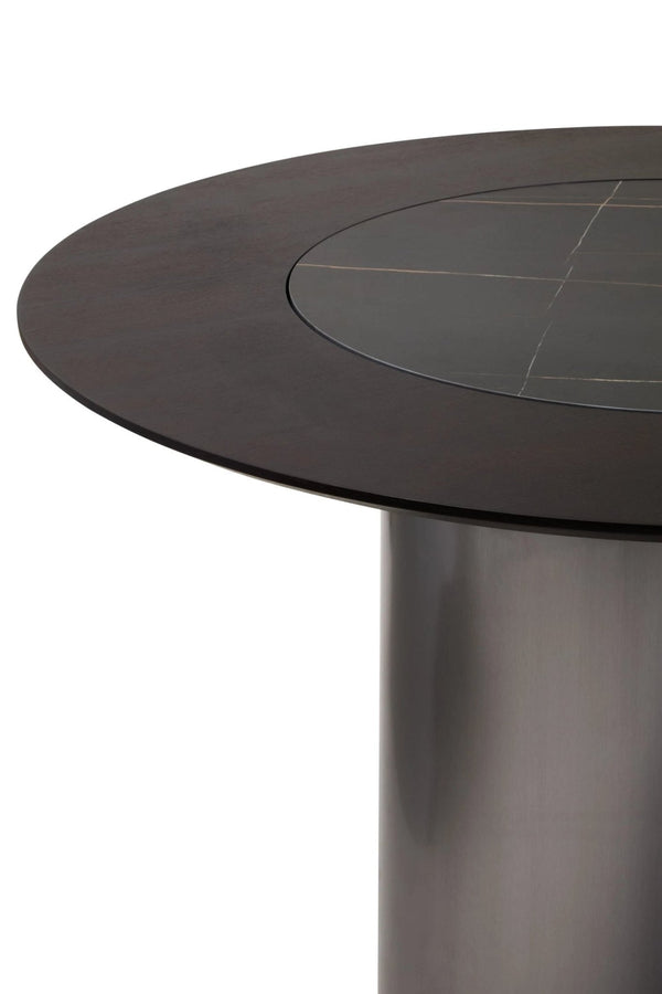 Imperia Round Veneer Dining Table with Ceramic Lazy Susan - XShowhome Limited - Xshowhome