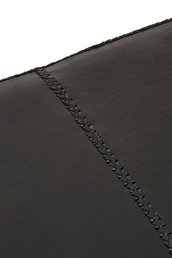 Inca Black Leather Bench with Teak Wood Legs - Canwell Interiors Limited - Xshowhome