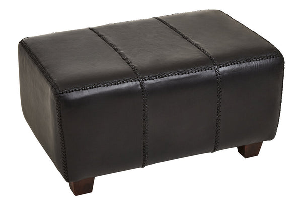 Inca Black Leather Bench with Teak Wood Legs - Canwell Interiors Limited - Xshowhome