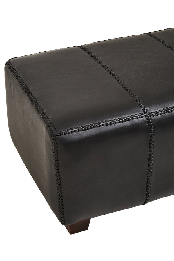 Inca Black Leather Bench with Teak Wood Legs - Canwell Interiors Limited - Xshowhome