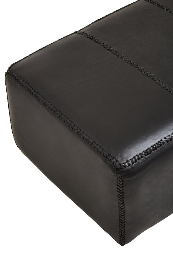 Inca Black Leather Bench with Teak Wood Legs - Canwell Interiors Limited - Xshowhome