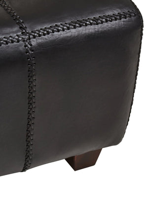 Inca Black Leather Bench with Teak Wood Legs - XShowhome Limited - Xshowhome