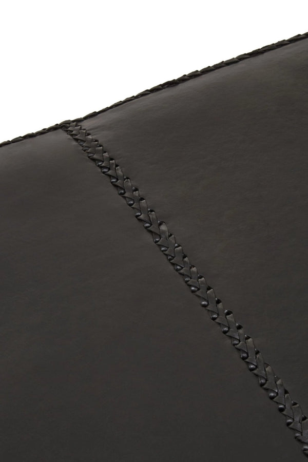 Inca Black Leather Bench with Teak Wood Legs - XShowhome Limited - Xshowhome