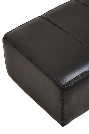 Inca Black Leather Bench with Teak Wood Legs - XShowhome Limited - Xshowhome