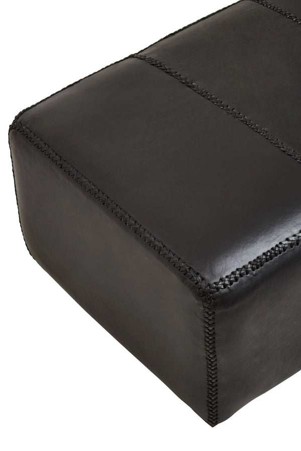 Inca Black Leather Bench with Teak Wood Legs - XShowhome Limited - Xshowhome
