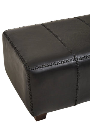 Inca Black Leather Bench with Teak Wood Legs - XShowhome Limited - Xshowhome