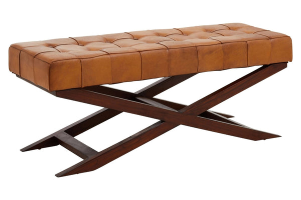 Inca Brown Leather Bench with Cedarwood Base - XShowhome Limited - Xshowhome
