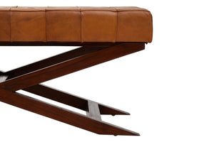 Inca Brown Leather Bench with Cedarwood Base - XShowhome Limited - Xshowhome
