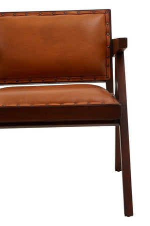 Inca Tan Leather and Teak Frame Dining Chair - Canwell Interiors Limited - Xshowhome