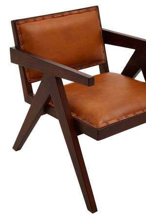 Inca Tan Leather and Teak Frame Dining Chair - Canwell Interiors Limited - Xshowhome