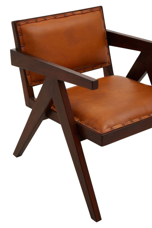 Inca Tan Leather and Teak Frame Dining Chair - XShowhome Limited - Xshowhome