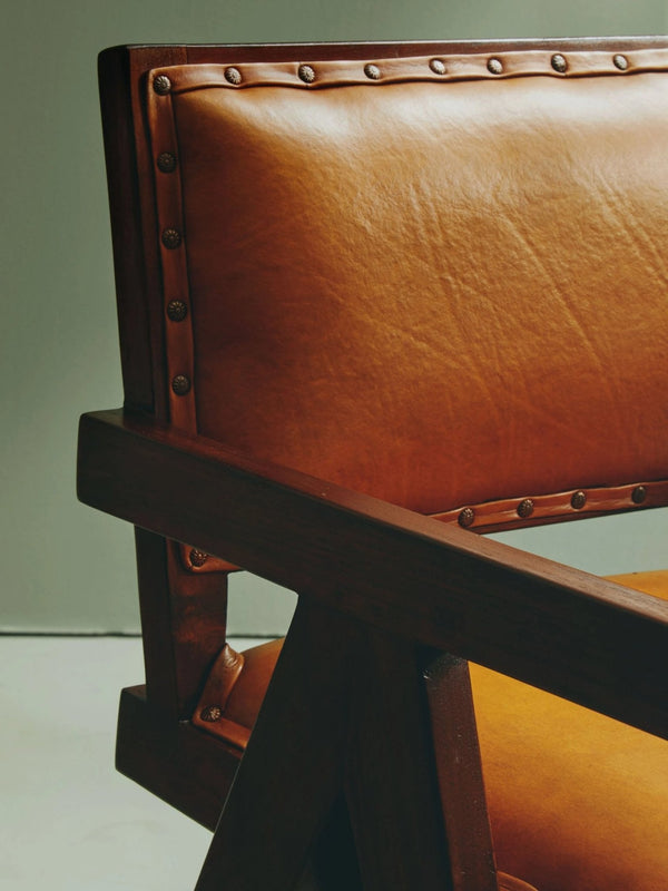 Inca Tan Leather and Teak Frame Dining Chair - XShowhome Limited - Xshowhome