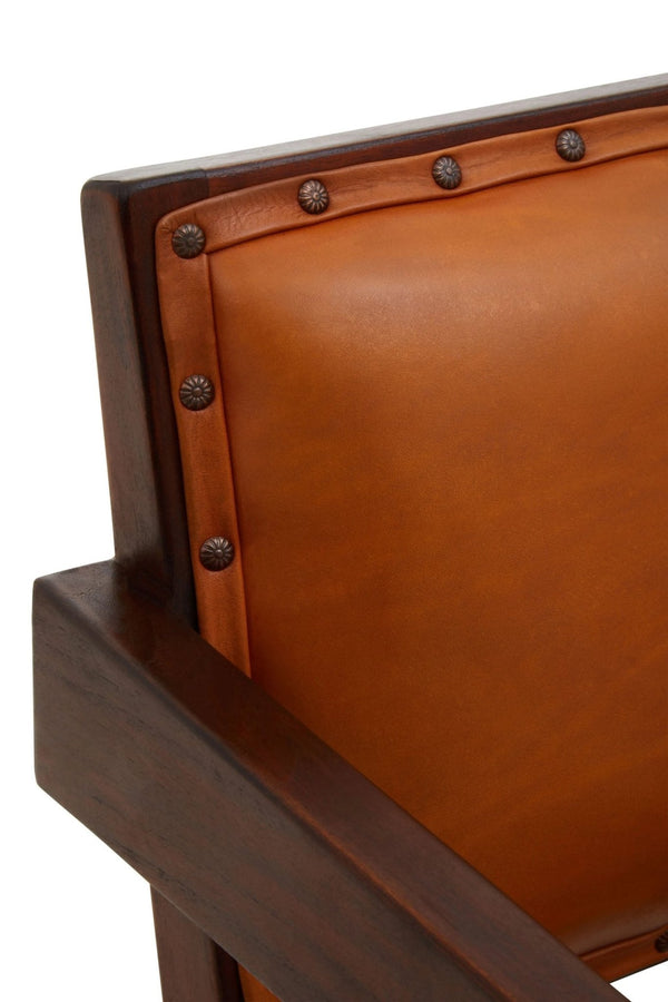 Inca Tan Leather and Teak Frame Dining Chair - XShowhome Limited - Xshowhome