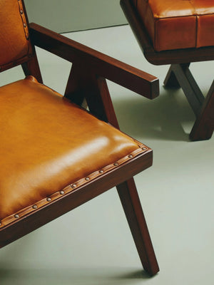 Inca Tan Leather and Teak Frame Dining Chair - XShowhome Limited - Xshowhome