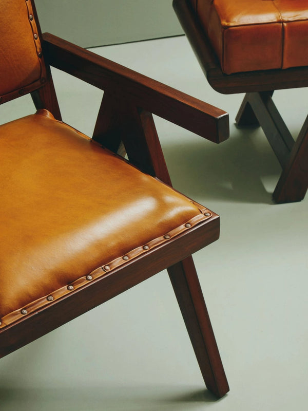 Inca Tan Leather and Teak Frame Dining Chair - XShowhome Limited - Xshowhome