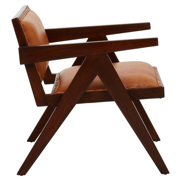 Inca Tan Leather and Teak Frame Dining Chair - XShowhome Limited - Xshowhome