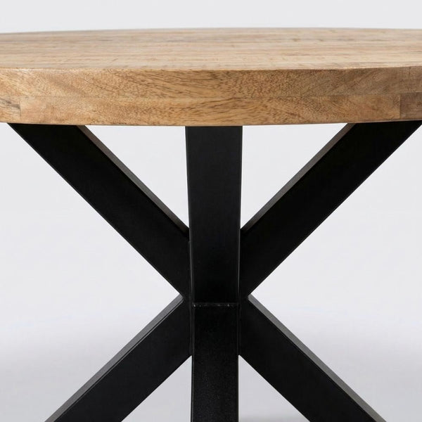 Industrial Round X Leg Dining Table 150*150 Cm - Canwell Interiors Limited - Jaipur