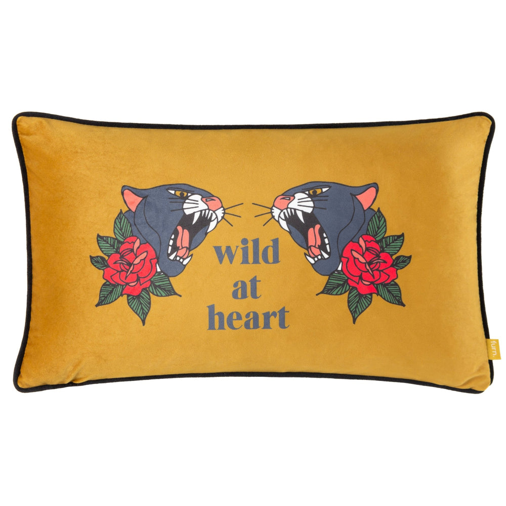 Inked Wild 30x50 Feather Filled Cushion Gold/black - Canwell Interiors Limited - Riva