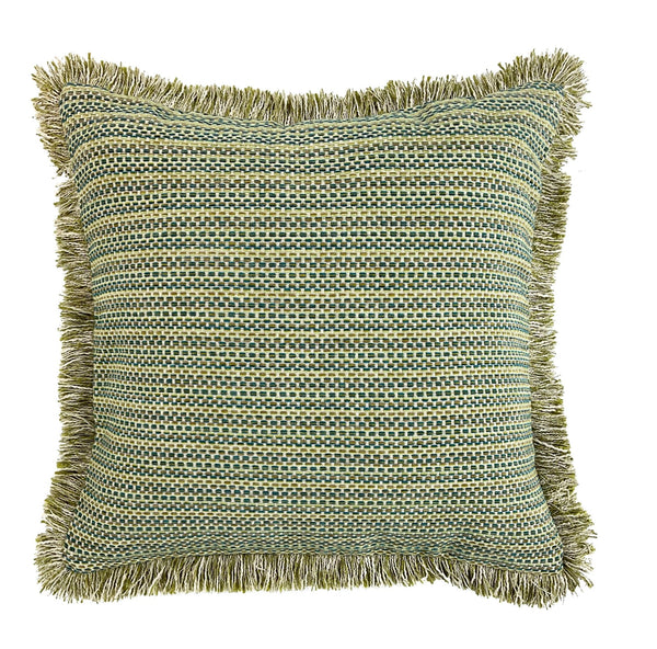 Jacquard Mlti Thread Wt Fringe – Green 45x45 - Canwell Interiors Limited - Malini