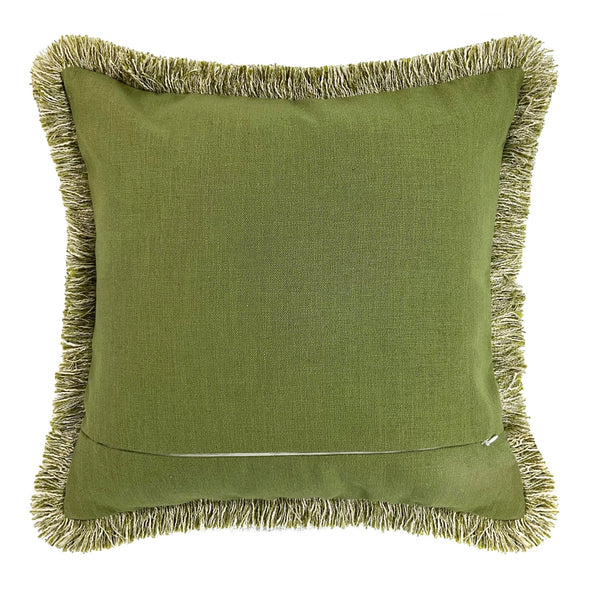 Jacquard Mlti Thread Wt Fringe – Green 45x45 - Canwell Interiors Limited - Malini