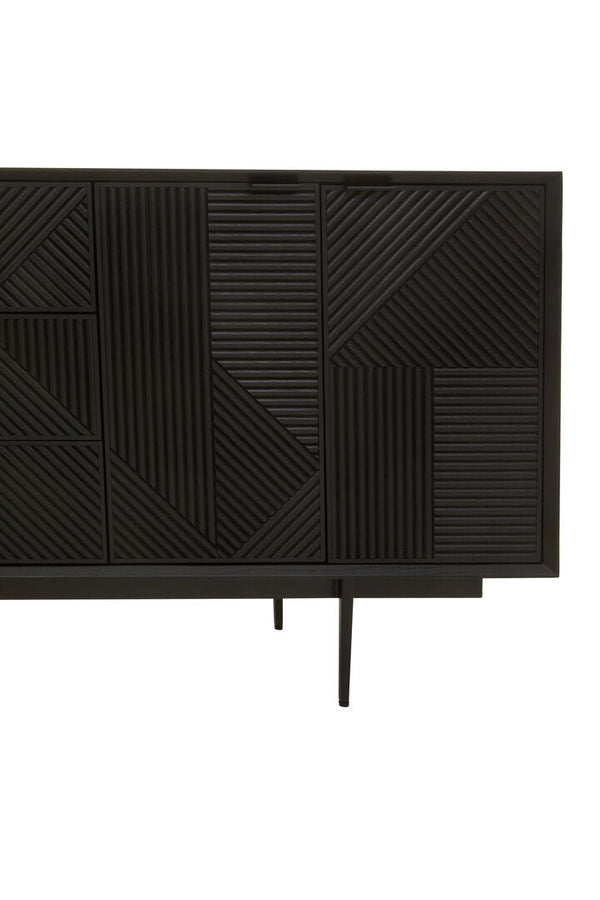 Jakara Black Finish Sideboard with 4 Doors and 3 Drawers - Canwell Interiors Limited - Xshowhome