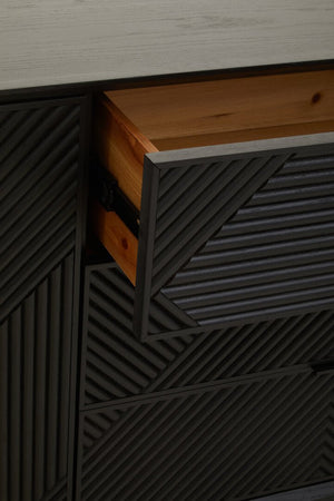 Jakara Black Finish Sideboard with 4 Doors and 3 Drawers - Canwell Interiors Limited - Xshowhome