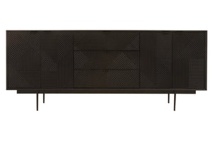 Jakara Black Finish Sideboard with 4 Doors and 3 Drawers - Canwell Interiors Limited - Xshowhome