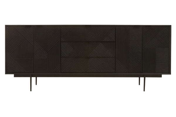 Jakara Black Finish Sideboard with 4 Doors and 3 Drawers - Canwell Interiors Limited - Xshowhome