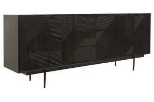 Jakara Black Finish Sideboard with 4 Doors and 3 Drawers - Canwell Interiors Limited - Xshowhome
