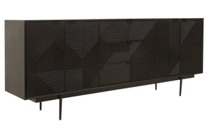 Jakara Black Finish Sideboard with 4 Doors and 3 Drawers - XShowhome Limited - Xshowhome