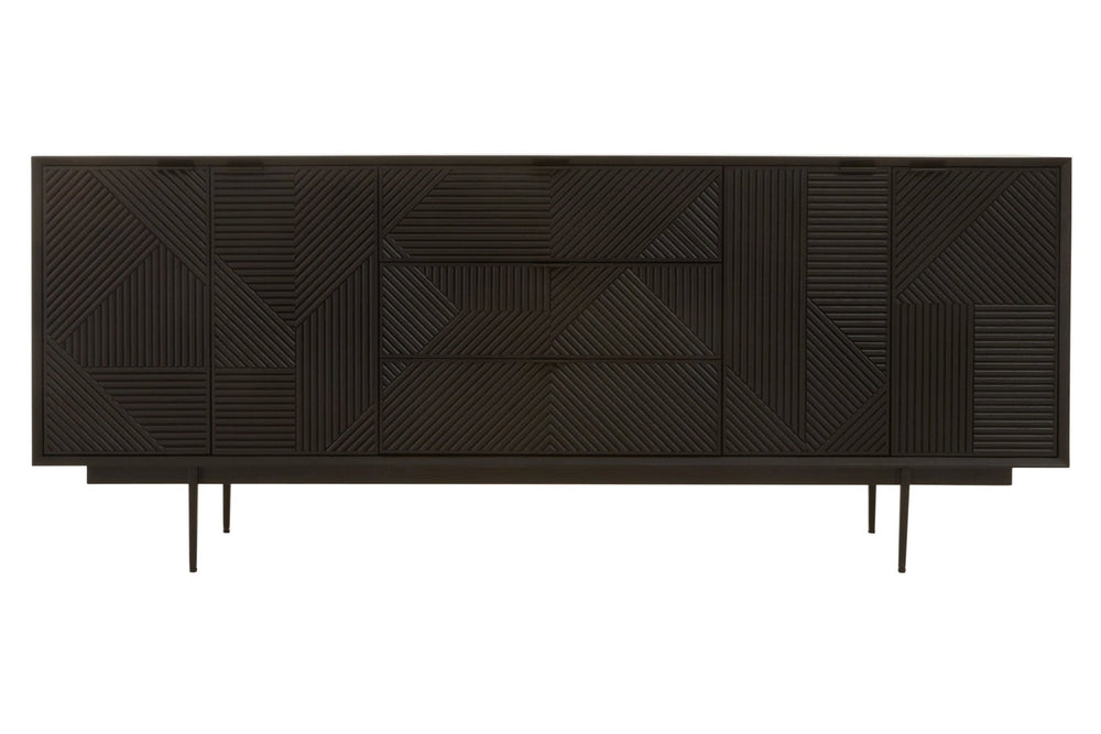 Jakara Black Finish Sideboard with 4 Doors and 3 Drawers - XShowhome Limited - Xshowhome