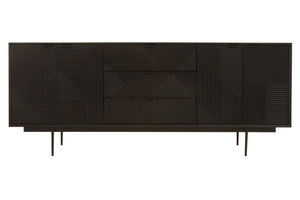 Jakara Black Finish Sideboard with 4 Doors and 3 Drawers - XShowhome Limited - Xshowhome