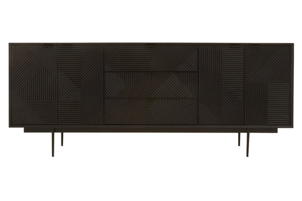 Jakara Black Finish Sideboard with 4 Doors and 3 Drawers - XShowhome Limited - Xshowhome