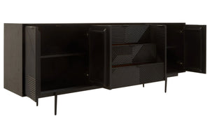 Jakara Black Finish Sideboard with 4 Doors and 3 Drawers - XShowhome Limited - Xshowhome