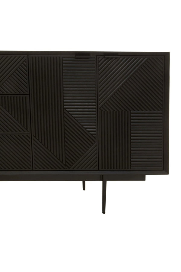 Jakara Black Finish Sideboard with 4 Doors and 3 Drawers - XShowhome Limited - Xshowhome